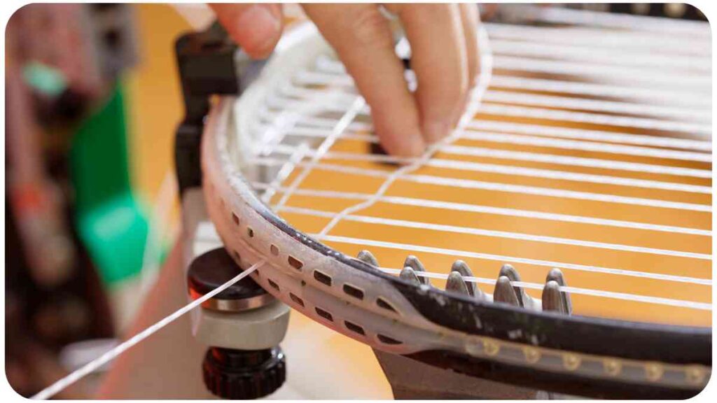 a person is using a string on a tennis racket